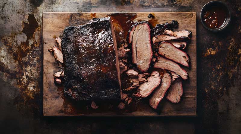 Smoked low and slow BBQ brisket